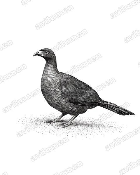 Illustration Encre : Chamaepetes unicolor (Pénélope unicolore)