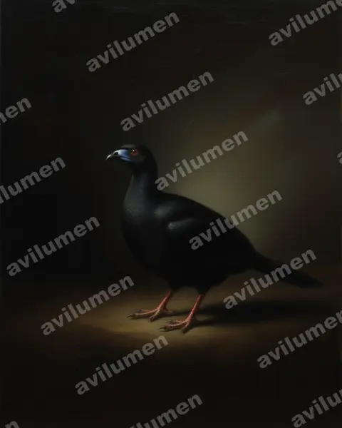 Illustration Huile : Chamaepetes unicolor (Pénélope unicolore)