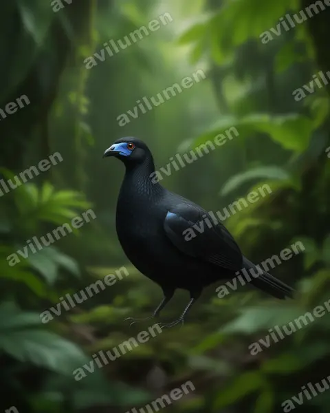 Illustration Réaliste : Chamaepetes unicolor (Pénélope unicolore)
