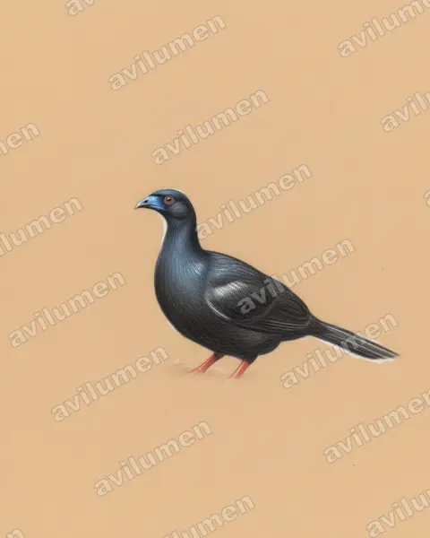 Illustration Crayon de couleur : Chamaepetes unicolor (Pénélope unicolore)