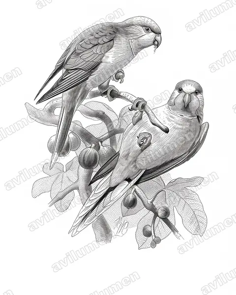 Illustration Encre : Charmosyna amabilis (Lori à gorge rouge)