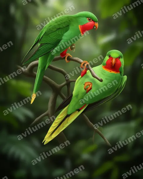 Illustration Réaliste : Charmosyna amabilis (Lori à gorge rouge)