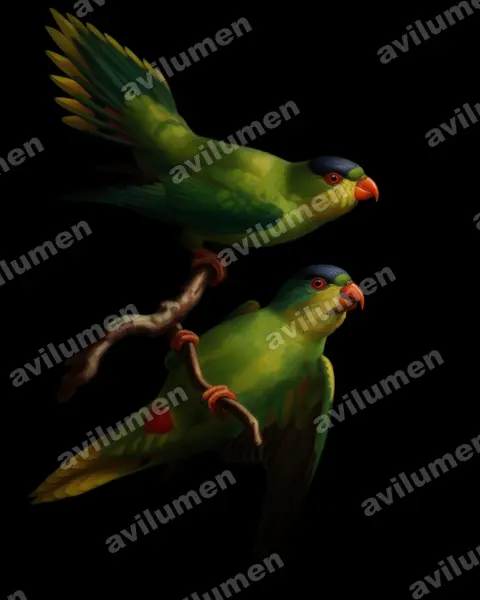 Illustration Huile : Charmosyna diadema (Lori à diadème)