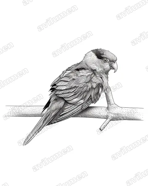 Illustration im Stil Tusche: Josephinenlori (Charmosyna josefinae)