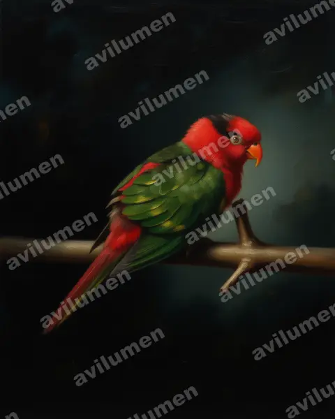 Illustration im Stil Öl: Josephinenlori (Charmosyna josefinae)