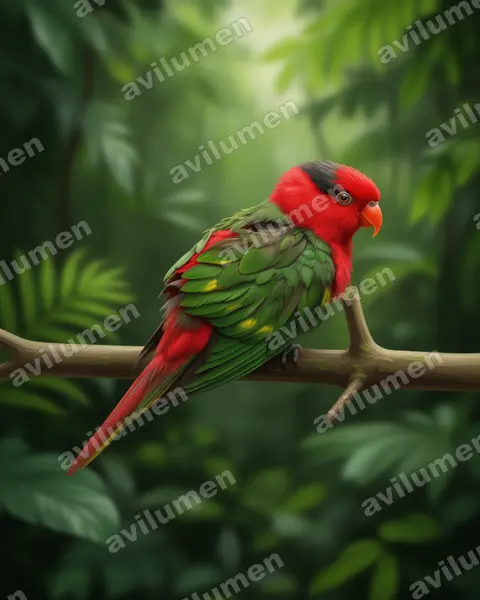 Illustration im Stil Realistisch: Josephinenlori (Charmosyna josefinae)