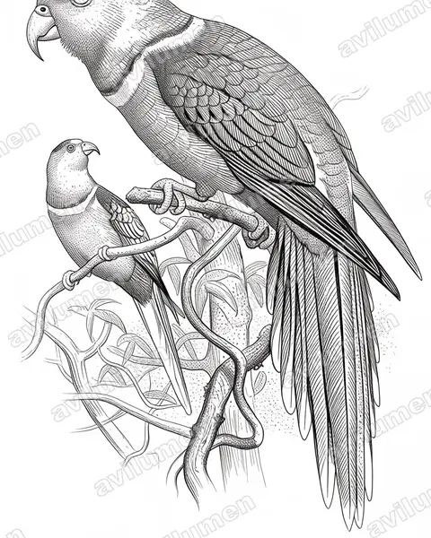 Ilustración en Tinta: Charmosyna margarethae (Lori de Margarita)