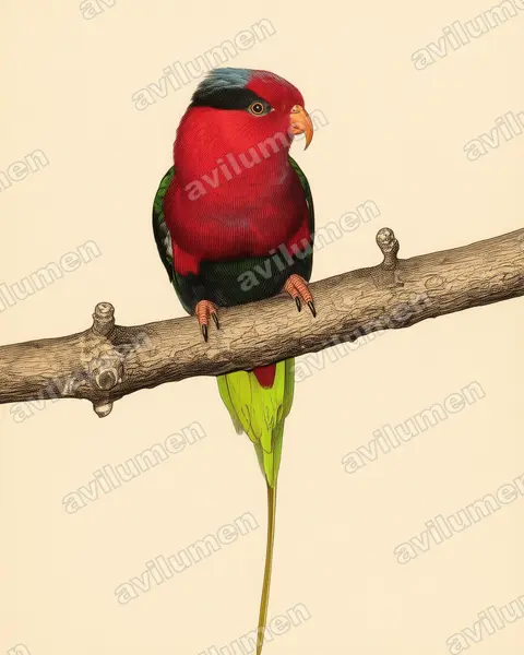 Illustration im Stil Historische Tafel: Papualori (Charmosyna papou)
