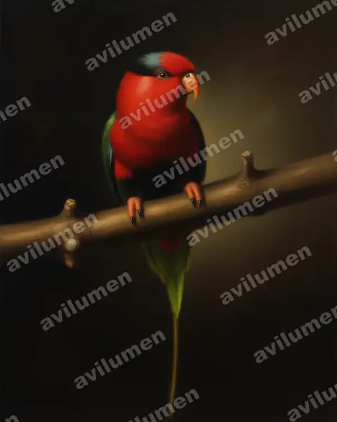 Illustration im Stil Öl: Papualori (Charmosyna papou)