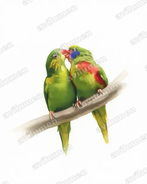 Watercolor illustration: Charmosyna placentis (Red-flanked Lorikeet)