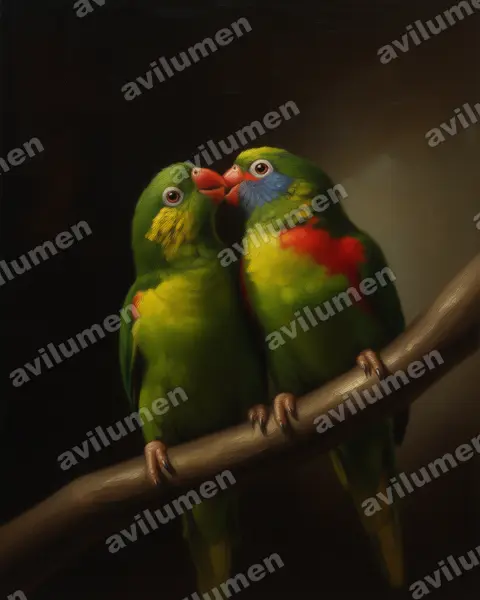 Oil illustration: Charmosyna placentis (Red-flanked Lorikeet)