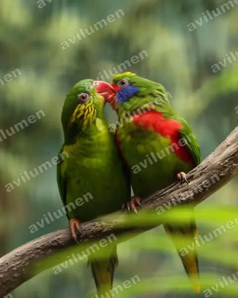 Realistic illustration: Charmosyna placentis (Red-flanked Lorikeet)
