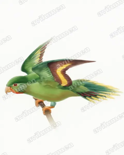 Red-chinned lorikeet（Charmosyna rubrigularis）的水彩插画