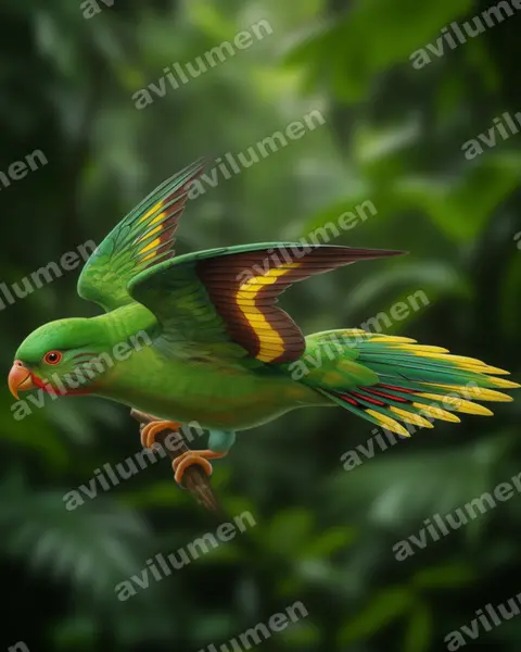 Red-chinned lorikeet（Charmosyna rubrigularis）的写实插画
