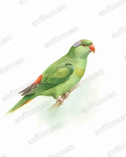 Watercolor illustration: Charmosyna wilhelminae (Pygmy Lorikeet)