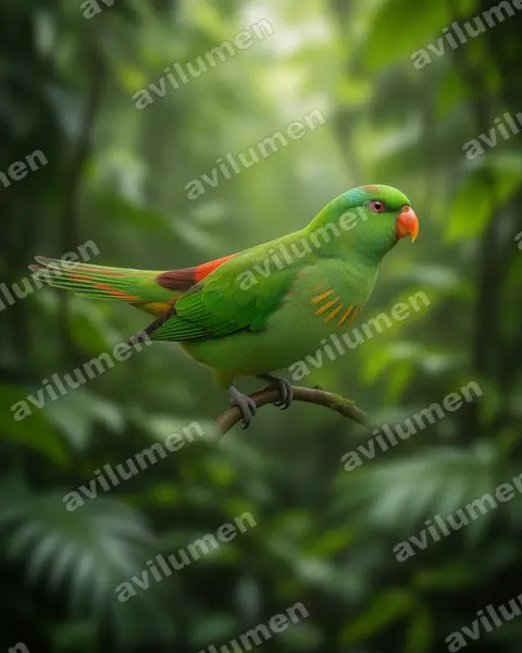 Realistic illustration: Charmosyna wilhelminae (Pygmy Lorikeet)