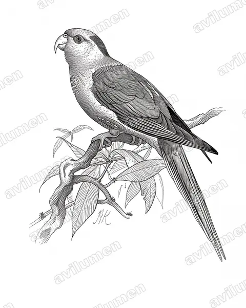 Illustration im Stil Tusche: Charmosyna pulchella (Charmosynopsis pulchella)