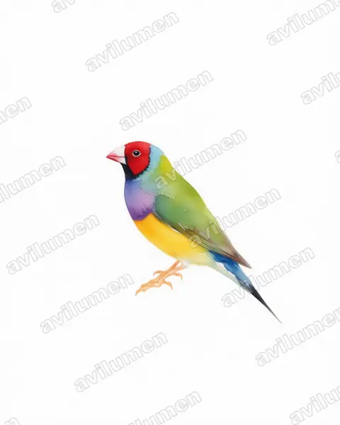 Ilustración en Acuarela: Chloebia gouldiae (Erythrura gouldiae)