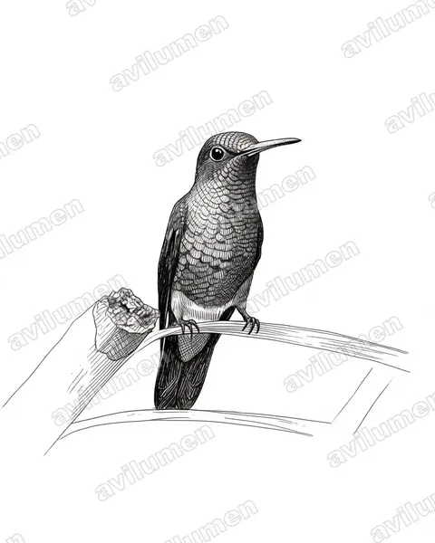 Ilustración en Tinta: Chlorestes notata (Esmeralda gorgiazul​)