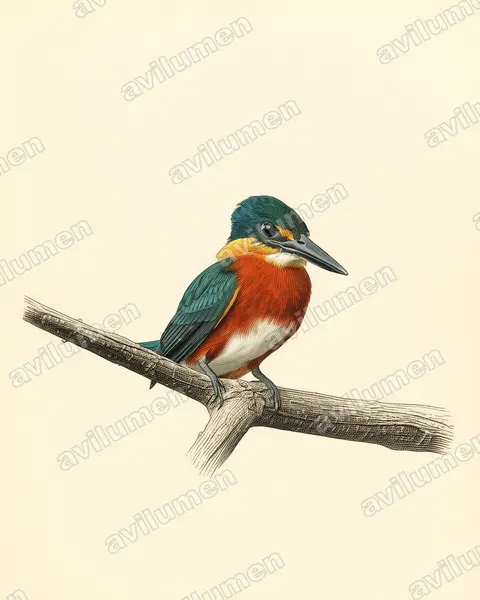 Illustration im Stil Historische Tafel: Erzfischer (Chloroceryle aenea)