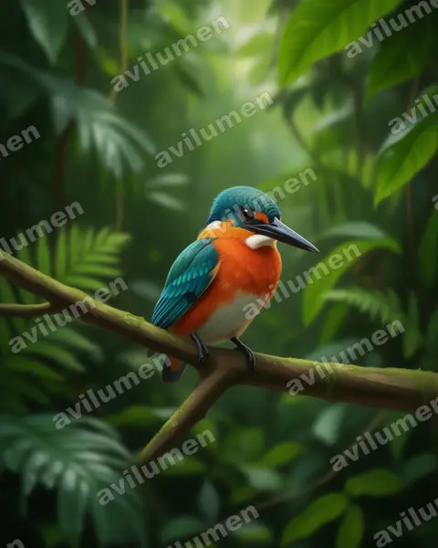 Illustration im Stil Realistisch: Erzfischer (Chloroceryle aenea)
