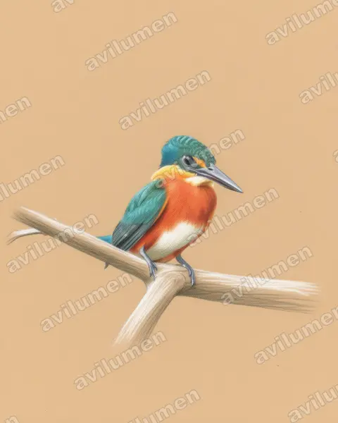 Illustration im Stil Buntstift: Erzfischer (Chloroceryle aenea)