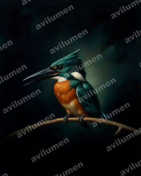 Illustration im Stil Öl: Amazonasfischer (Chloroceryle amazona)