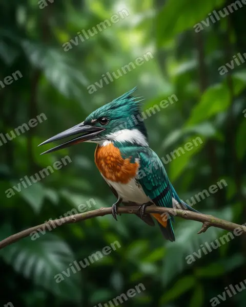 Illustration im Stil Realistisch: Amazonasfischer (Chloroceryle amazona)