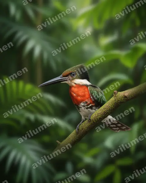 Illustration im Stil Realistisch: Grünfischer (Chloroceryle americana)