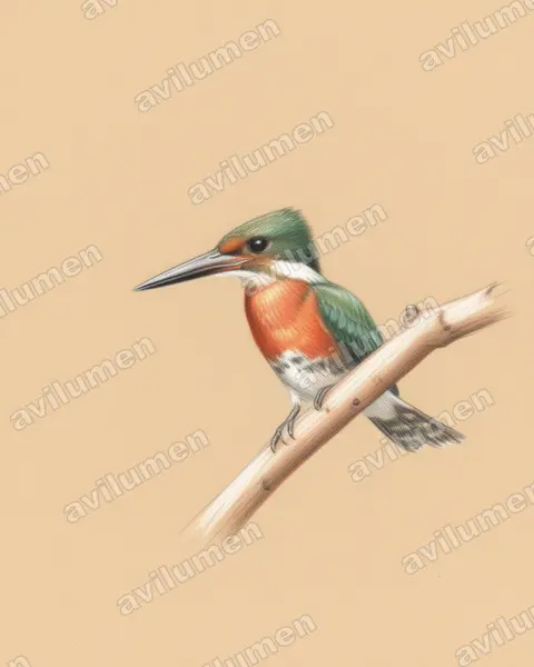 Illustration im Stil Buntstift: Grünfischer (Chloroceryle americana)