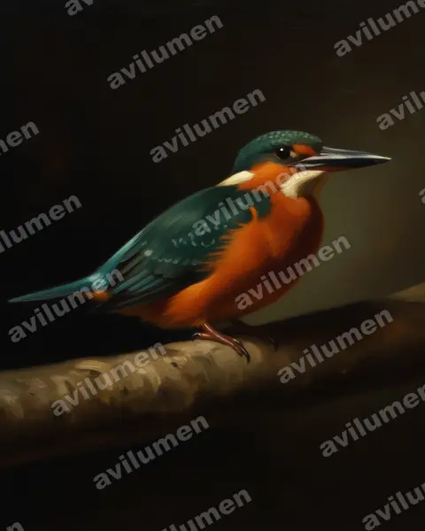 Oil illustration: Chloroceryle inda (Green-and-rufous Kingfisher)