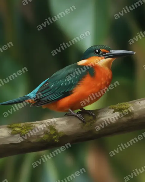 Realistic illustration: Chloroceryle inda (Green-and-rufous Kingfisher)