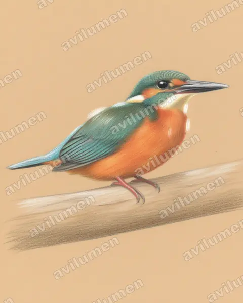 Colored pencil illustration: Chloroceryle inda (Green-and-rufous Kingfisher)