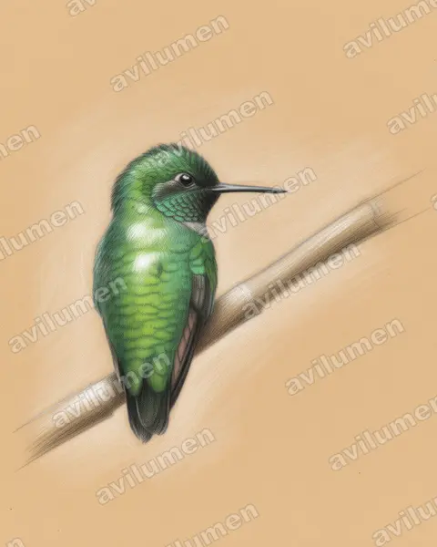 Illustration Crayon de couleur : Chlorostilbon alice (Émeraude alice)
