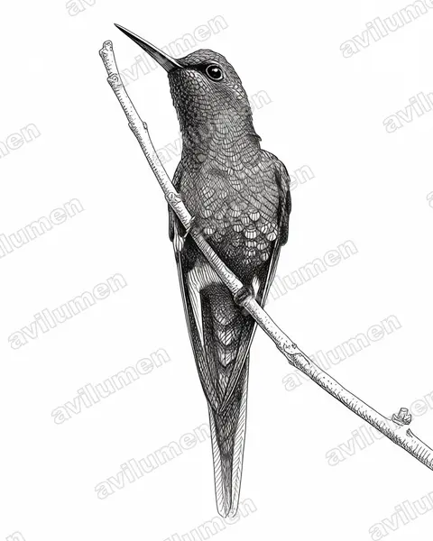 Ink illustration: Chlorostilbon auriceps (Golden-crowned emerald)