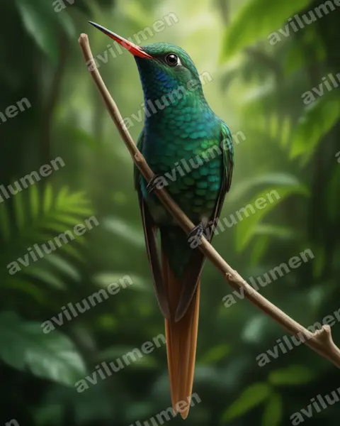 Realistic illustration: Chlorostilbon auriceps (Golden-crowned emerald)
