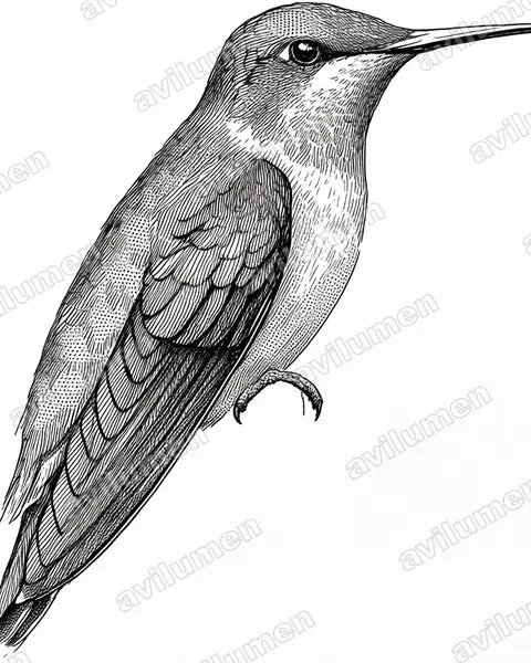 布雷氏翠蜂鳥（Chlorostilbon bracei）的钢笔墨线插画