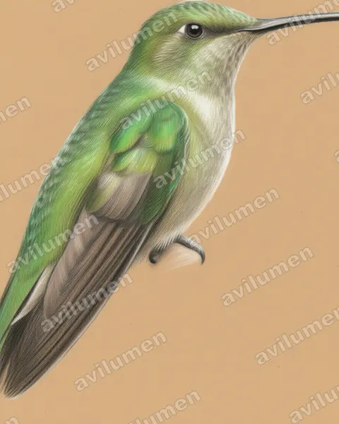 布雷氏翠蜂鳥（Chlorostilbon bracei）的彩色铅笔插画