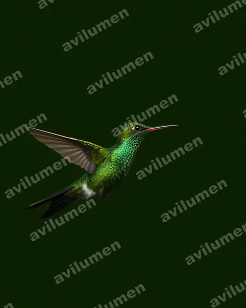 卡氏翠蜂鸟（Chlorostilbon canivetii）的写实插画