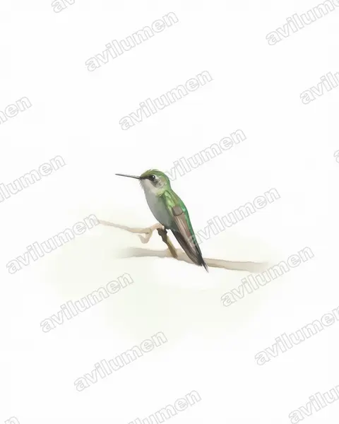 Illustration im Stil Aquarell: Schwalbenschwanz-Smaragdkolibri (Chlorostilbon forficatus)