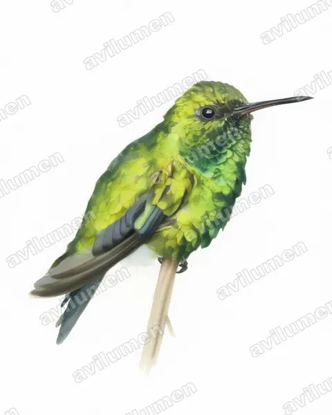 Illustration im Stil Aquarell: Kolumbiensmaragdkolibri (Chlorostilbon gibsoni)