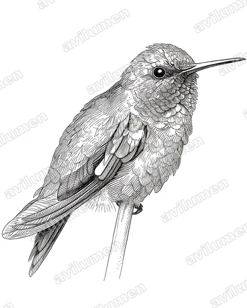 Illustration im Stil Tusche: Kolumbiensmaragdkolibri (Chlorostilbon gibsoni)