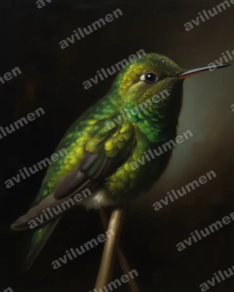 Illustration im Stil Öl: Kolumbiensmaragdkolibri (Chlorostilbon gibsoni)