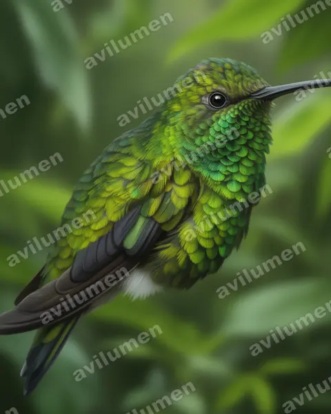Illustration im Stil Realistisch: Kolumbiensmaragdkolibri (Chlorostilbon gibsoni)