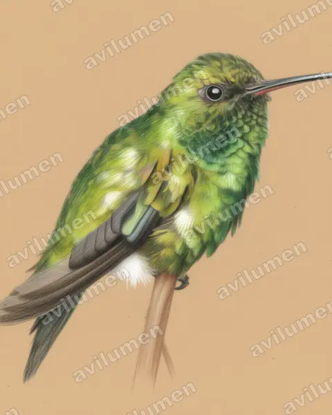 Illustration im Stil Buntstift: Kolumbiensmaragdkolibri (Chlorostilbon gibsoni)