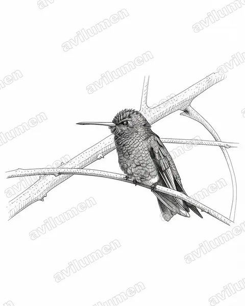 Illustration im Stil Tusche: Goldbauch-Smaragdkolibri (Chlorostilbon lucidus)