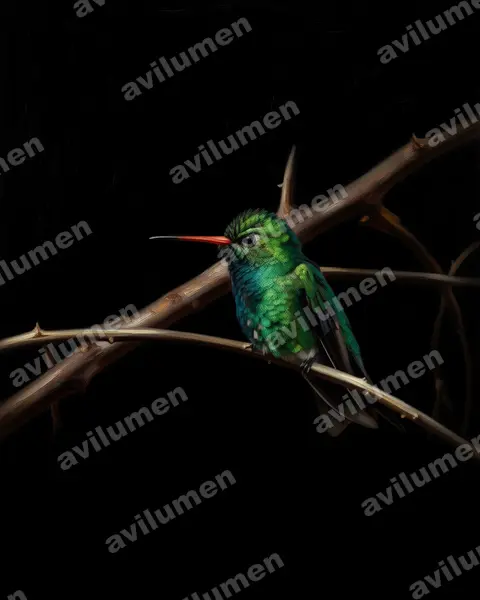 Illustration im Stil Öl: Goldbauch-Smaragdkolibri (Chlorostilbon lucidus)