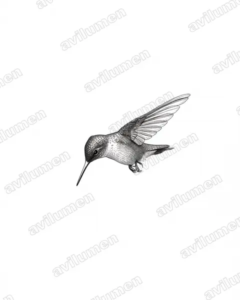 Ink illustration: Chlorostilbon maugaeus (Puerto Rican emerald)