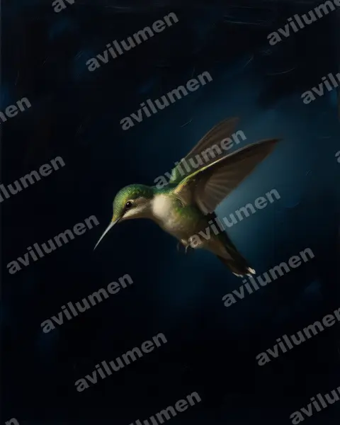 Oil illustration: Chlorostilbon maugaeus (Puerto Rican emerald)