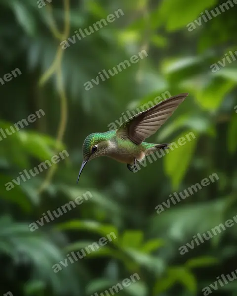 Realistic illustration: Chlorostilbon maugaeus (Puerto Rican emerald)